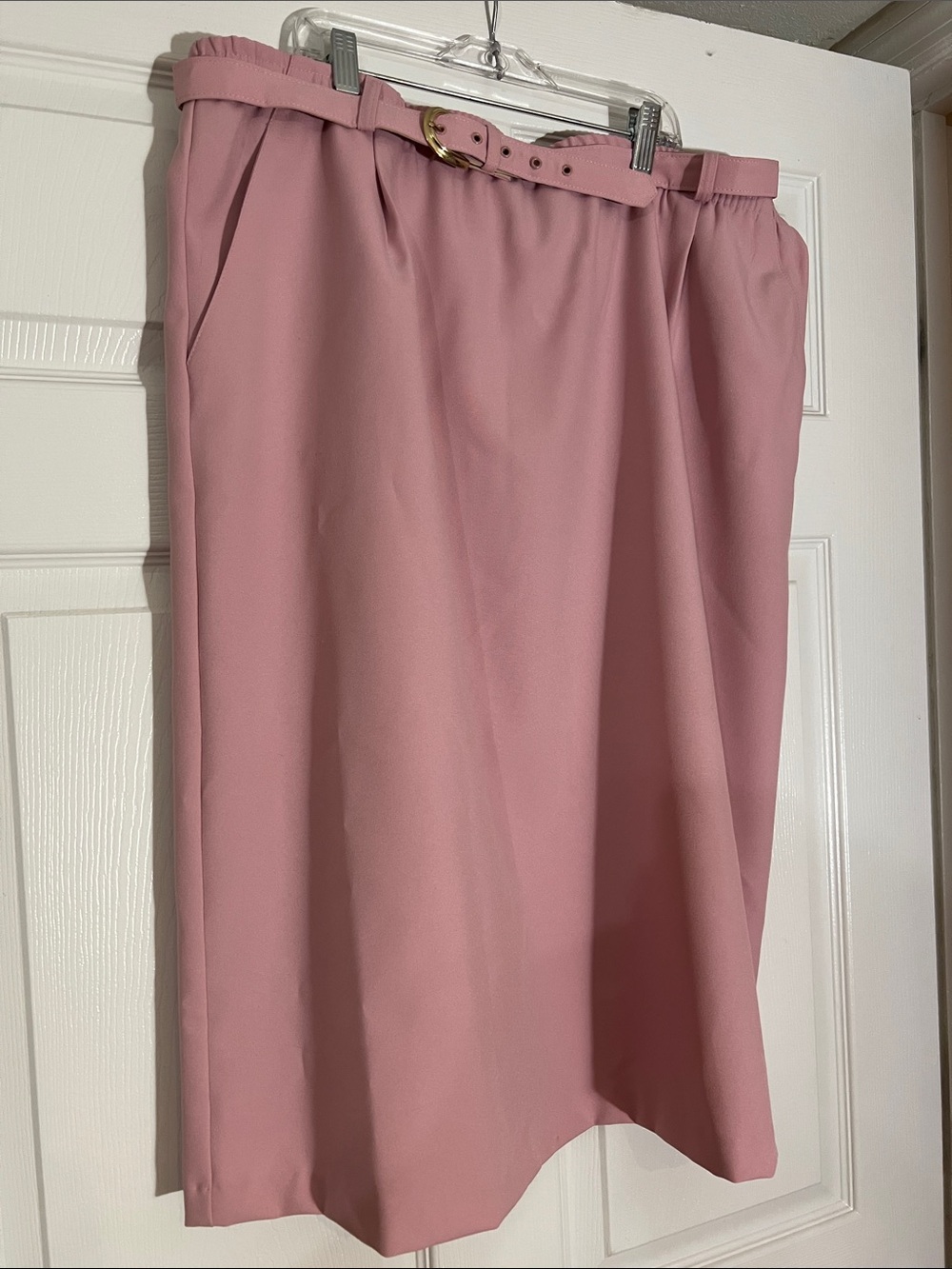 Blair Rose-Pink Belted Midi Skirt